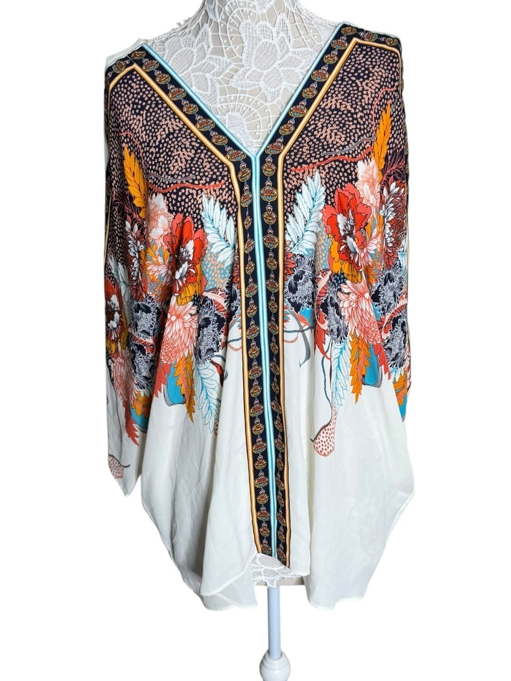 Rose & Olive Tunic Top Floral womens size 3X Dolmain Boho Bohemian Relaxed NWT